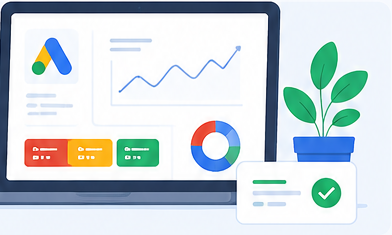 Illustration: Google Ads Dashboard mit messbaren Ergebnissen